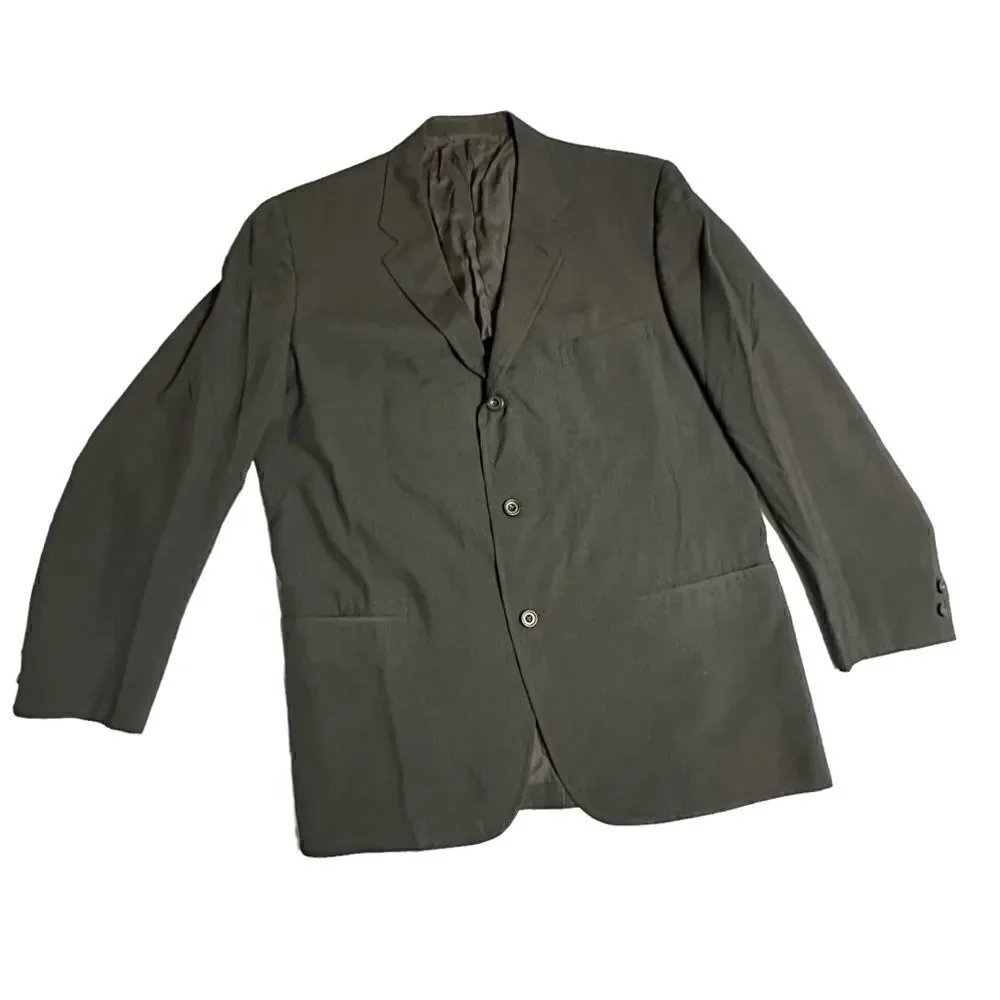 Vintage 1960s Charcoal Grey Hand made lightweight wool blend blazer size 42R